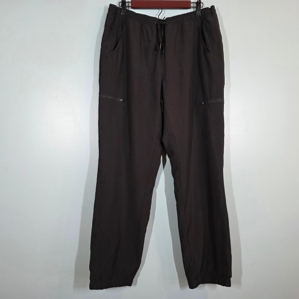 Eddie Bauer Womens 14 Fleece Lined Joggers Black Plaid‎ Insulated Cargo Pants